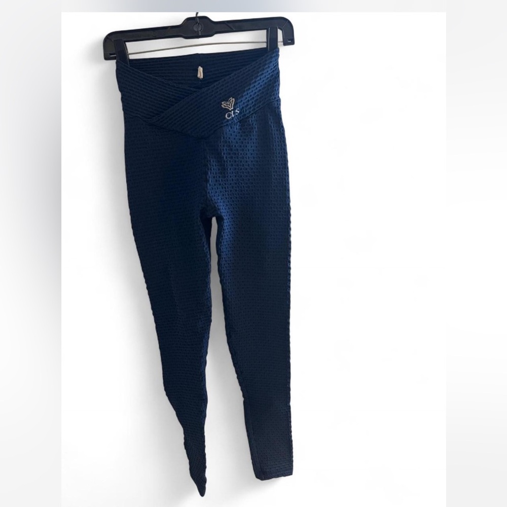 Women's Navy Textured Leggings